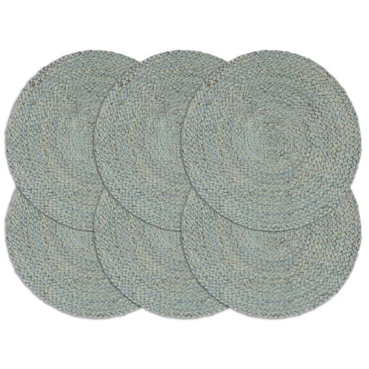 Stalo kilimėliai, 6 vnt., žali, 38cm, džiutas, apvalūs